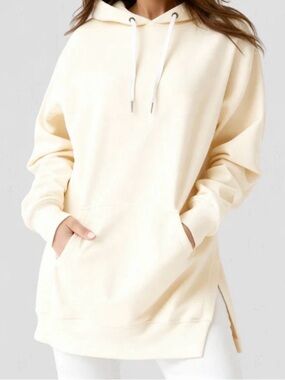 Cream Oversized Hoodie Dress - Women's Pullover